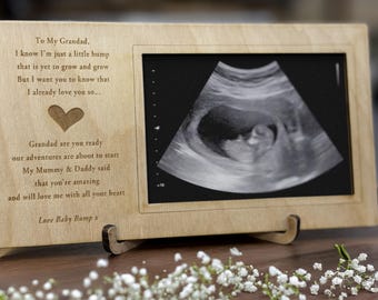 Ultraschall-Fotorahmen: Großeltern, Babybauch, Schwangerschaftsanzeige, Geschlechtsoffenbarung - Kühlschrankmagnet oder Aufsteller