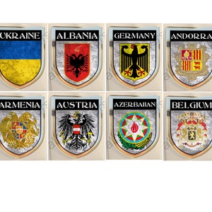 Sticker Ukraine Albania Germany Andorra Armenia Austria Azerbaijan Belgium Coat of Arms Resin Domed Stickers Flag 3D