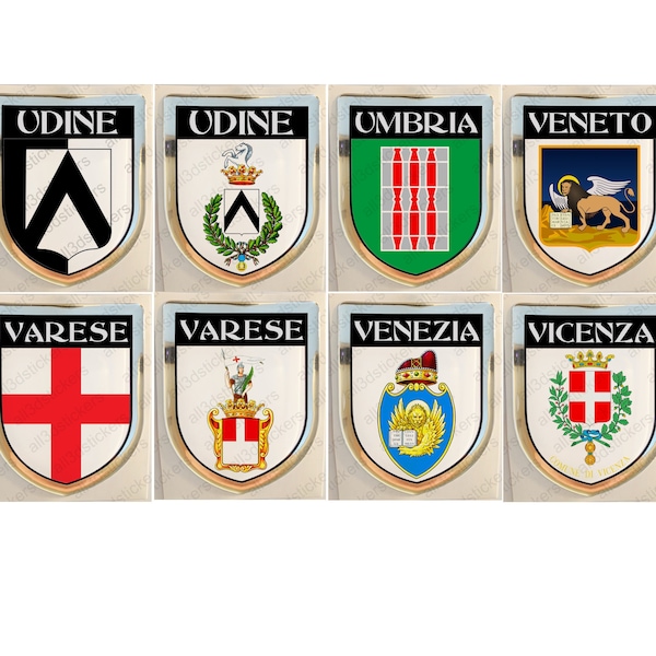 Autocollant Udine Ombrie Varèse Vénétie Venise Vicence Italie Emblème Adhésif Drapeau 3D Résine