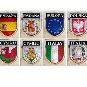 Sticker Spain Europe Poland Wales Italy Coat of Arms Resin Domed Stickers Flag 3D