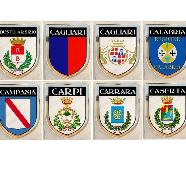 Pegatina Busto Arsizio Cagliari Calabria Campania Carpi Carrara Caserta Italia Escudo Armas 3D Relieve Bandera Pegatinas