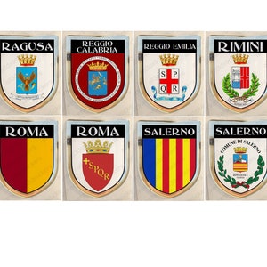 Sticker Ragusa Reggio Calabria Reggio Emilia Rimini Rome Salerno Italy Coat of Arms Resin Domed Stickers Flag 3D