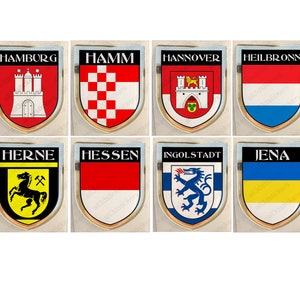 Adesivi Amburgo Hamm Hannover Heilbronn Herne Assia Ingolstadt Jena Germania Scudetto 3D Stemma Adesivo Resinati