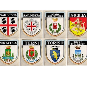 Sticker Sardinia Sesto San Giovanni Sicily Syracuse Terni Turin Torre del Greco Italy Coat of Arms Resin Domed Stickers Flag 3D