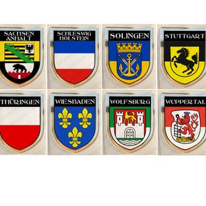 Sticker Saxony-Anhalt Schleswig-Holstein Solingen Stuttgart Thuringia Wiesbaden Wolfsburg Wuppertal Germany Resin Domed Stickers Flag 3D