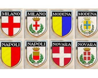 Sticker Milan Modena Naples Novara Italy Coat of Arms Resin Domed Stickers Flag 3D