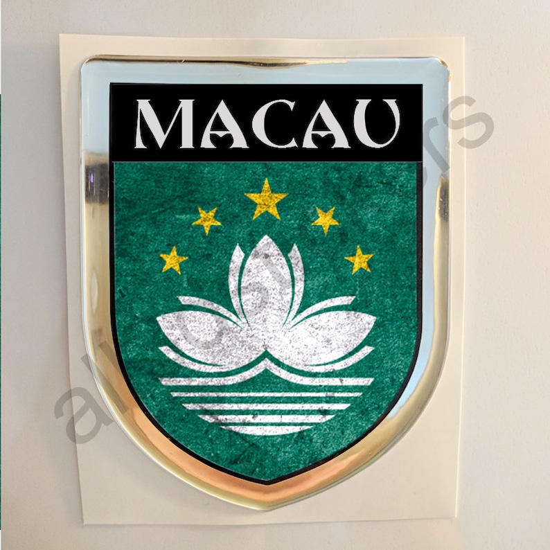Sticker Macau Malaysia Maldives Mongolia Coat of Arms Resin Domed ...