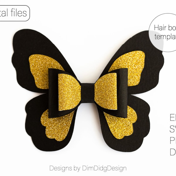 Hair bow svg Butterfly Hair bow template Bow svg Bow template svg files for cricut Hairbow svg Faux leather bow svg Butterfly bow svg