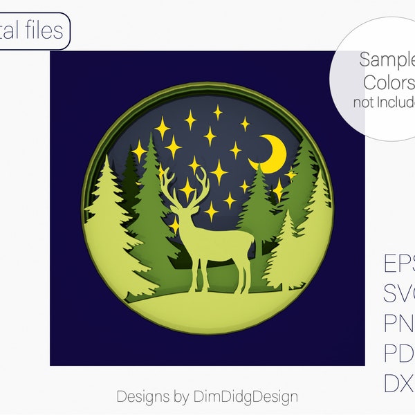 Shadow box svg 3d layered svg Forest shadow box svg Deer svg Forest svg Wild shadow box svg 3d Layered svg 3d box svg 3D Light box svg Paper