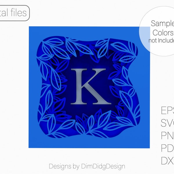 Layered shadow box 3d template svg Shadow box svg files for cricut K Letter shadow box Light box svg Letter svg 3d Layered svg 3d box