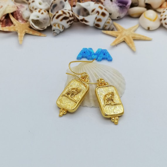 Handcrafted By AvaFineJewels Ancient Roman Earrings W Aquamarine Roman Coin Earrings Dangle Handmade Drop Earrings Hook Earrings