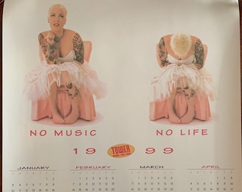 Vintage 1999 Tower Records Calendar poster