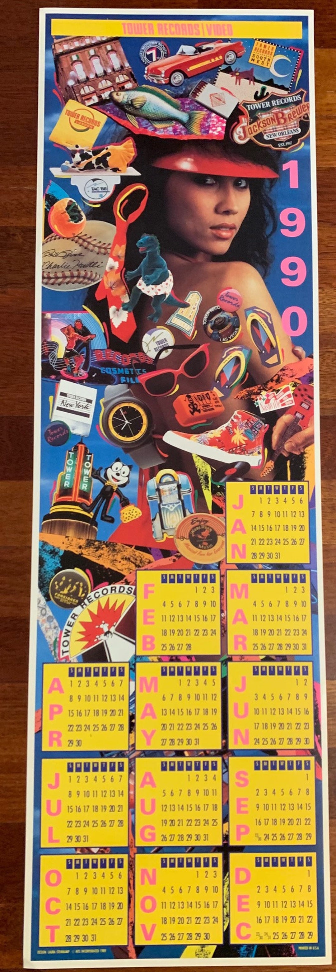 Vintage 1990 Tower Records Calendar Poster - Etsy