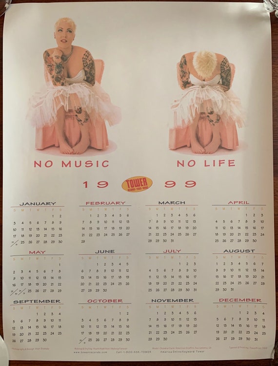 Vintage 1999 Tower Records Calendar poster