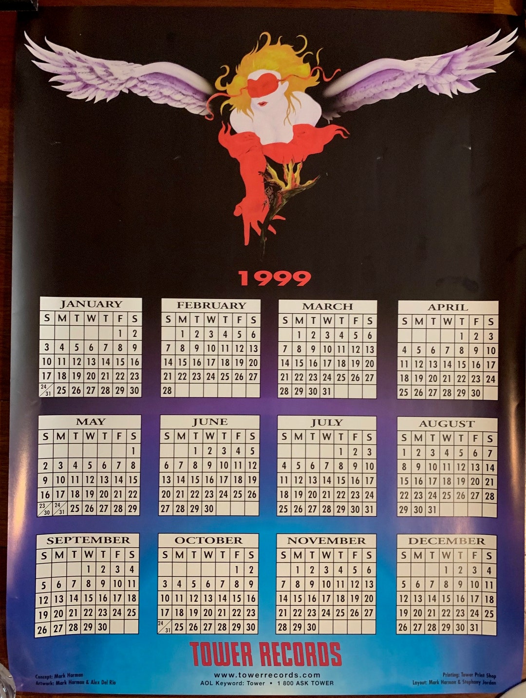 Vintage 1999 Tower Records Calendar Poster - Etsy