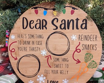 Personalized Christmas Eve Lazy Susan Treat Board, Santa Milk and Cookies Tray, Holiday Round Wood Sign, Round Decor, Santa Cookie Plate