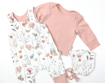 Jersey Strampler-Set mit wunderschönem Blumenprint, auch einzeln erhältlich