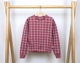 Cropped Sweater in coolem Grid Design