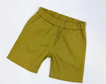 Leichte Leinen-Shorts in Curry