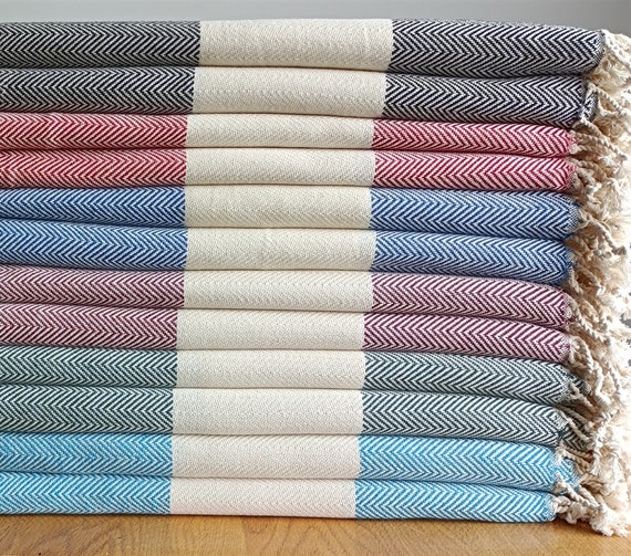 Herringbone Turkish Towel-Cotton Fabric-Handmade Blanket-Turkish Cotton Bath Towel-Hammam Beach Towel-Wedding Gift Best Friend-Pool Towel