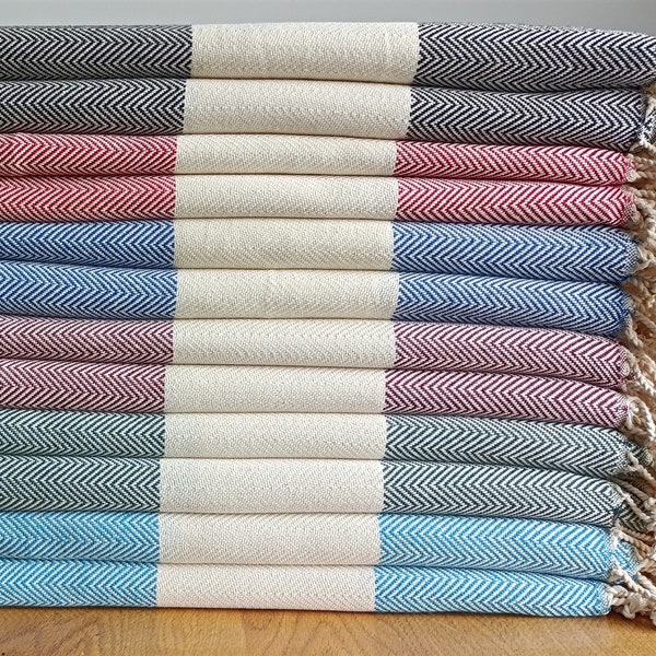 Herringbone Turkish Towel-Cotton Fabric-Handmade Blanket-Turkish Cotton Bath Towel-Hammam Beach Towel-Wedding Gift Best Friend-Pool Towel