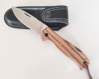 Zebrano Wood Handle Handmade Liner Lock Folding Knife - Gift for Him- Personalized Knife-Engraved Knife - Christmas Gifts - Groomsmen Knives