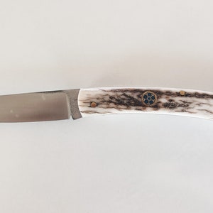 Deer Horn Handle 4116 Steel Handmade Folding Knife Gift for Him Personalized Knife Engraved Knife Christmas Gifts Groomsmen Knives image 2