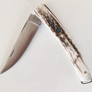Deer Horn Handle 4116 Steel Handmade Folding Knife Gift for Him Personalized Knife Engraved Knife Christmas Gifts Groomsmen Knives image 4