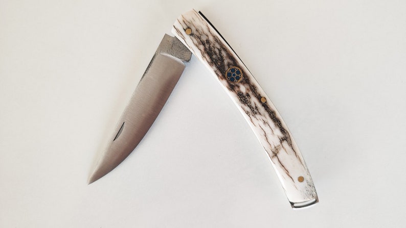 Deer Horn Handle 4116 Steel Handmade Folding Knife Gift for Him Personalized Knife Engraved Knife Christmas Gifts Groomsmen Knives image 4