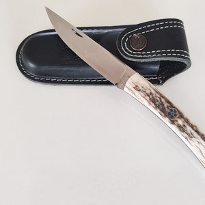 Deer Horn Handle 4116 Steel Handmade Folding Knife Gift for Him Personalized Knife Engraved Knife Christmas Gifts Groomsmen Knives image 3
