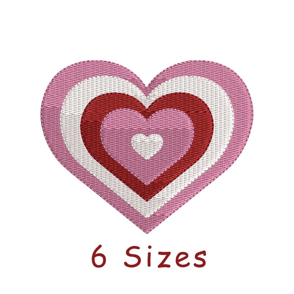 Multi Color Heart Machine Embroidery Design File 6 Size, Rainbow Heart Embroidery File, Heart Shape Embroidery, Valentine Embroidery File