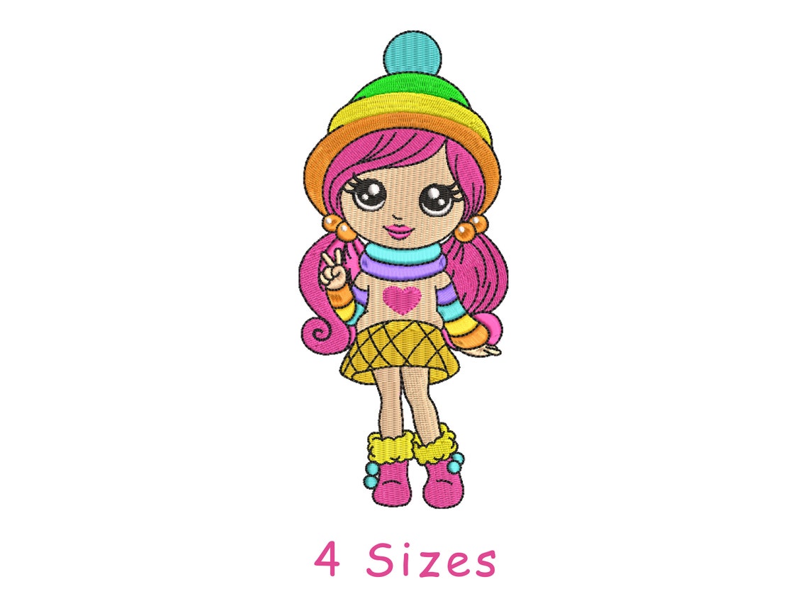 Cute Little Girl Machine Embroidery Design File 4 Sizes Cute Etsy