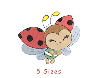 Cute Ladybug Machine Embroidery Design File, 4 Sizes (Digital Download)
