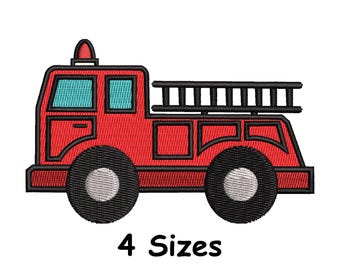 Fire Truck Embroidery Design 5 Sizes, Fire Engine Machine Embroidery File  Kids Rescue Vehicle Stitch Design - instant Download