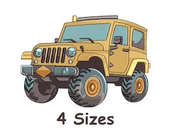Abenteuer Jeep Stickdatei, 4 Größen, Off-Road 4x4 LKW Stickmaschine, Stickmuster, Maschinenstickmuster - Instant Download