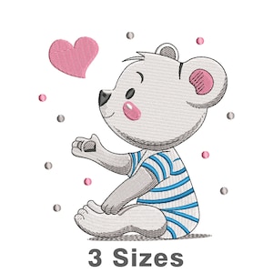 Cute Lovely Teddy Bear Machine Embroidery Design Pattern File 3 Sizes, Baby Bear Embroidery File, Bear Embroidery File, Baby Embroidery File