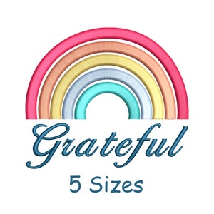 Boho Rainbow Machine Embroidery Design File 5 Sizes, Boho Embroidery, Rainbow Embroidery, Grateful Embroidery File - motivational Embroidery