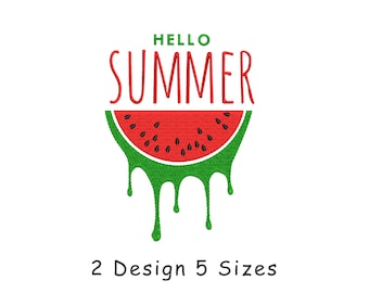 Hello Summer Watermelon Embroidery Design (Instant Download)