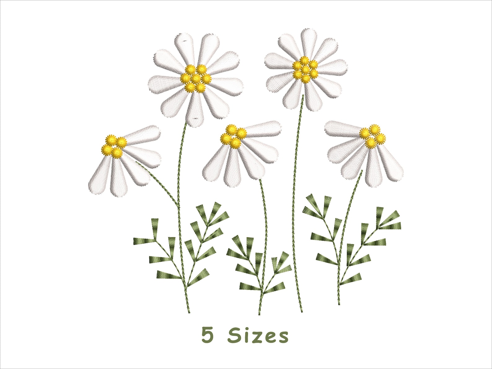 Daisy Flowers Embroidery Design 5 Sizes Wildflowers Etsy