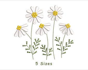 Daisy Flowers Embroidery Design, Wildflowers Plants (Instant Download)