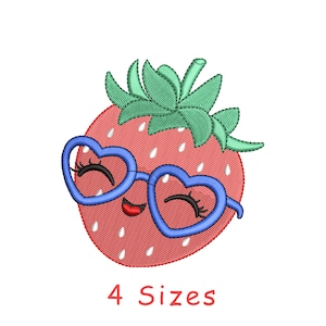Cute Strawberry Food Machine Embroidery Design File 4 Sizes, Fruit Embroidery Design, Cute Food Embroidery Design, Cute Embroidery Design