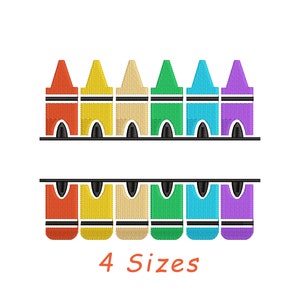Schule Maschinenstickerei, Buntstifte Stickmuster, Schulmaschinenstickerei 4 größen - Name Stickerei - Instant Download
