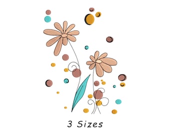 Wildflower Line Art Machine Embroidery Design (3 Sizes) - Instant Download