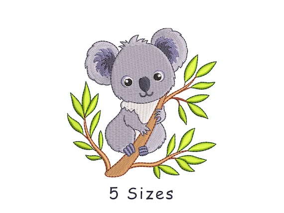 Cute Koala on Branch Machine Embroidery Design 5 Sizeskoala | Etsy