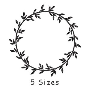 Leaves Wreath Machine Embroidery Design File 5 Sizes, Laurel Frame Embroidery Pattern, Monogram Frame Embroidery Pes Dst- Instant Download