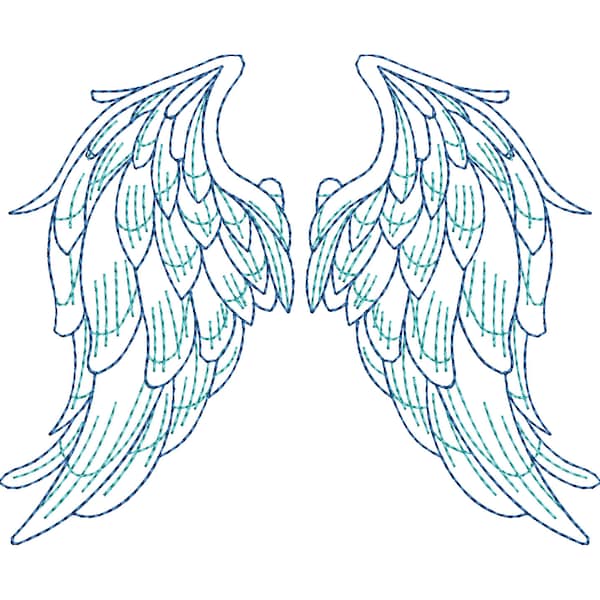 Pair of wings, Angel wings Machine Embroidery Design, quick stich outline angel Wings, Angel Wing embroidery Design 5x7 hoop Pes, Dst File