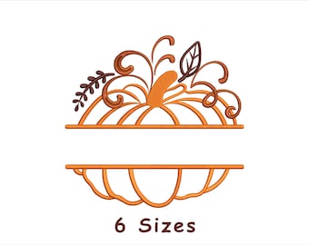 Split Halloween Pumpkin Machine Embroidery Design File  6 Sizes, Thanksgiving Embroidery, Autumn Embroidery - Instant Download