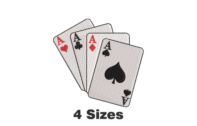 Solitaire 4 Ace Cards Machine Embroidery Design 4 Sizes Etsy