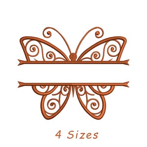 Split Butterfly Machine Embroidery Design File 4 Size, Split Name Embroidery Design, Monogram Embroidery Design, Butterfly Embroidery Design