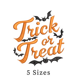 Trick or Treat Halloween Embroidery Design,Trick or Treat Machine Embroidery Design, 5 Sizes Halloween Saying Embroidery - Instant download
